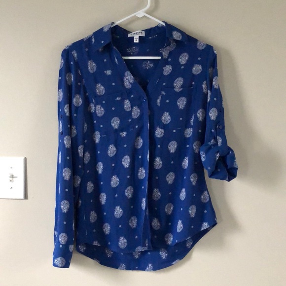 Express blue paisley portofino shirt - Picture 1 of 4